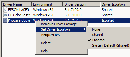 Printer Driver Isolation