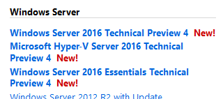 MSDN Download von Windows Server 2016 TP4